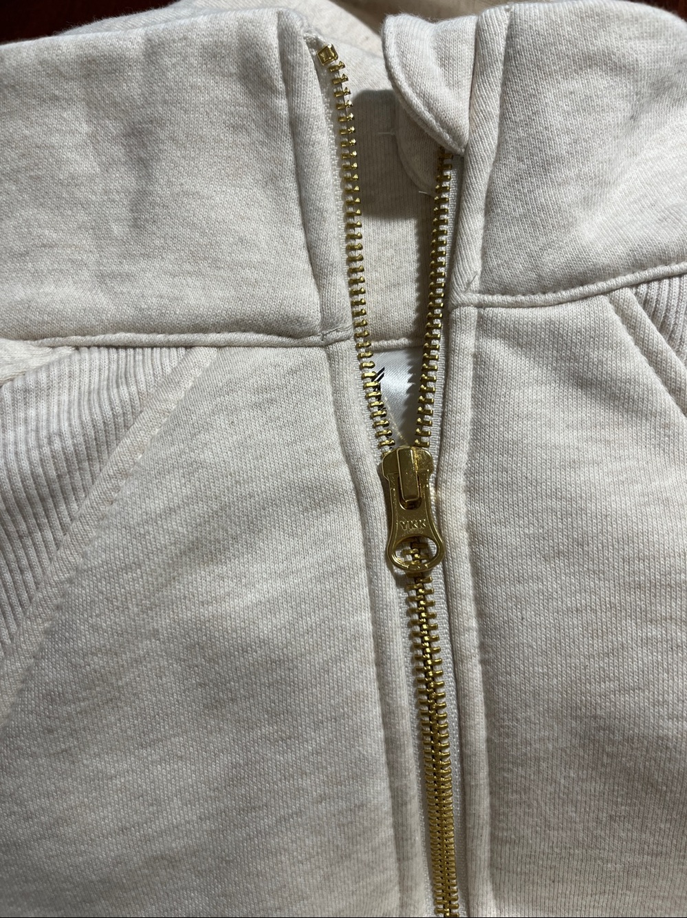 MEMBERS MARK Cream  Cropped Fleece Half Zip Pullover Sweatshirt  M NWOT - Picture 9 of 10